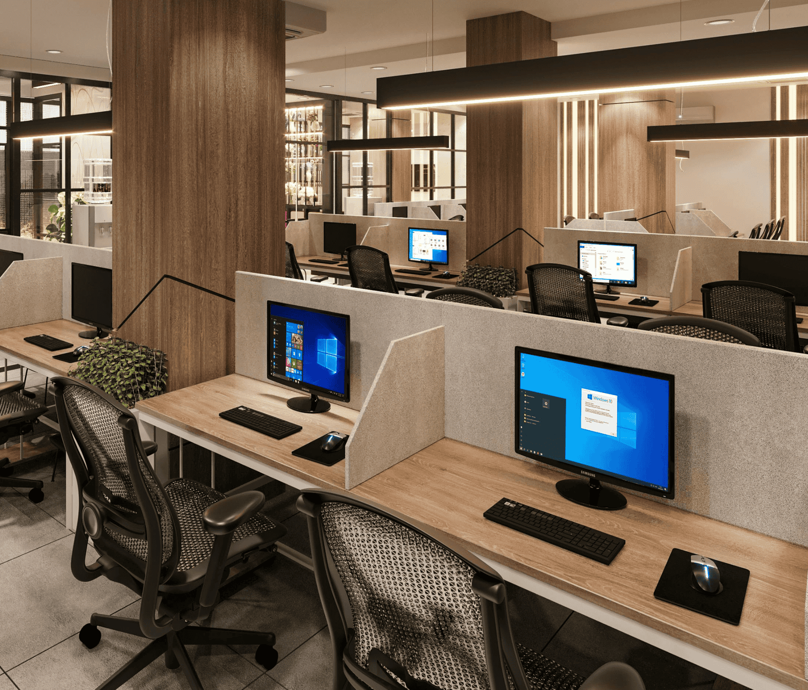office set up with desktops